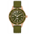 Herrarmbandsur med grön urtavla, boettring i roséguld och grönt textilarmband