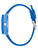 Bulova Herren-Armbanduhr Seitenansicht mit blauem Band, geriffelter Krone und glänzendem Gehäuse