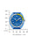 Bulova Herren-Armbanduhr Vorderansicht mit Maßangaben in Millimetern, blaues Zifferblatt und Band