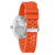 Bulova herrur med orangefärgat perforerat armband och synlig krona