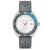 Bulova herrklocka med vit urtavla, blå infattning och grått armband