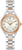 Bulova damklocka med tvåfärgat metallarmband, rund beige urtavla och tre diamanter