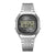 Casio Vintage Digitalarmbanduhr mit silbernem Edelstahlband und grün beleuchtetem LCD