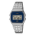 Casio Vintage Armbanduhr mit digitaler Anzeige, blauem Seigaiha-Zifferblatt und Metallband