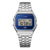 Casio Vintage Armbanduhr mit blauem Seigaiha-Zifferblatt und silbernem Metallarmband