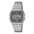 Casio A159WEVJ-7ER Armbanduhr mit silbernem Edelstahlband und digitalem Seigaiha-Display