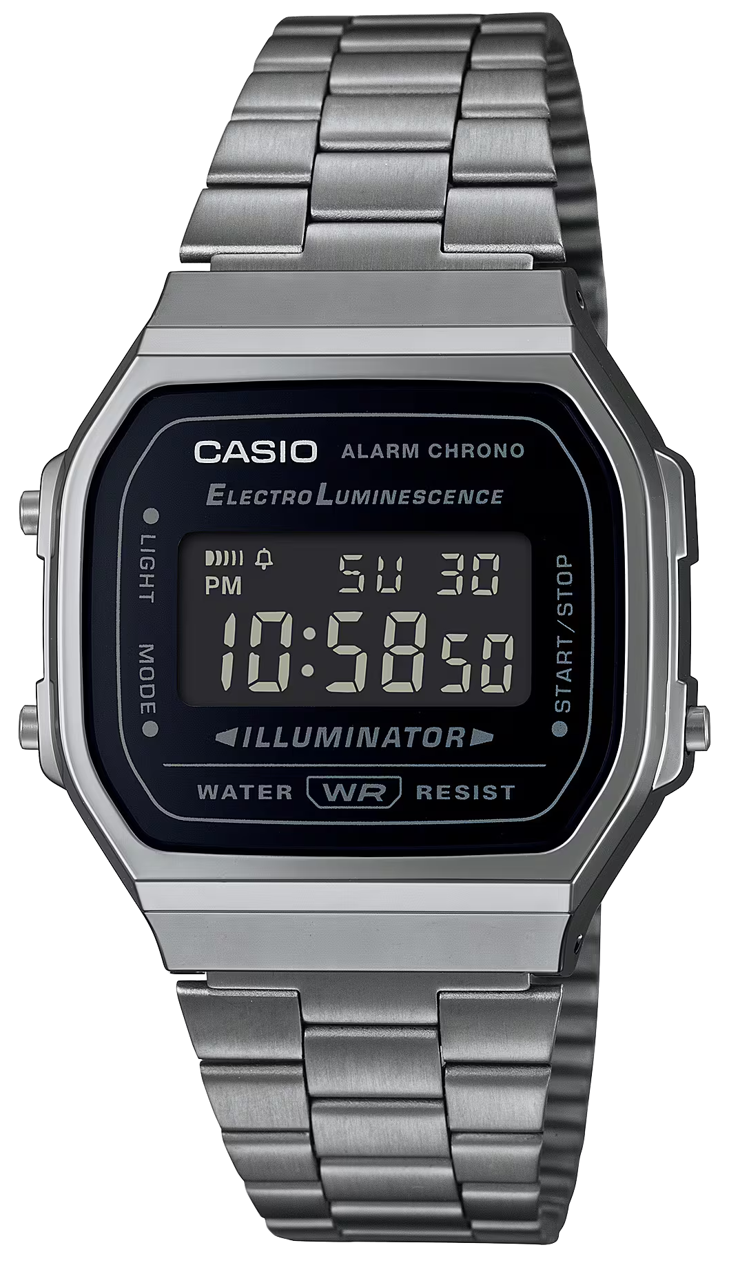 Casio Vintage-armbandsur med silverfärgat metallarmband, rund digital display