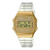 Goldfarbene Casio Unisex-Digitalarmbanduhr mit transparentem Band und Digitalanzeige