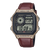 Casio Herren-Armbanduhr: braunes Lederband, schwarzes Gehäuse, große Digitalanzeige