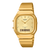 Goldene Casio Vintage Armbanduhr mit rundem Gehäuse und Metallgliederarmband