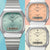 Casio Armbanduhren nebeneinander mit silbernem Metallarmband und unterschiedlichen Zifferblattfarben