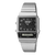 Casio Vintage Armbanduhr mit Analog-Digital-Display und schwarzem Zifferblatt, silbernes Edelstahlband