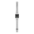 Casio Vintage Armbanduhr Seitenansicht, silbernes Edelstahlband mit Rastgliedern