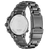 Herrenarmbanduhr Rückseite mit Aufdruck und schwarzem Edelstahl-Gliederarmband