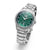Citizen Eco-Drive herrklocka, sned: grön urtavla med index, silverfärgat metallarmband.