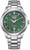 Citizen Eco-Drive herrur med grön urtavla, silverfärgat metallarmband och visare.