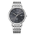 Citizen Herrenuhr mit dunkelgrauem Zifferblatt, Edelstahlarmband und Datumsanzeige bei 3