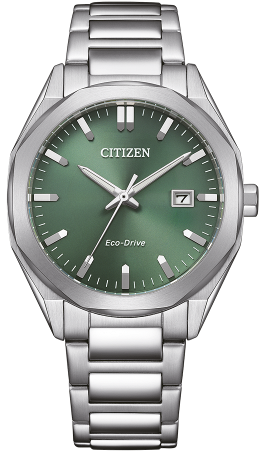 Citizen Eco-Drive herrklocka med mossgrön urtavla och silverfärgat armband i rostfritt stål