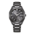 Herrklocka med antracitfärgad urtavla, metallarmband, visare och datum vid kl. 7
