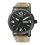 Herrklocka med canvasarmband och svart urtavla, datum vid kl. 3