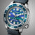 Citizen Promaster Taucharmbanduhr: Nahansicht blaues Zifferblatt mit Eco-Drive-Inschrift