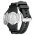Rückansicht der Taucheruhr mit Gehäuseboden und schwarzem Kautschukband