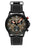 Herrenuhr mit schwarzem Zifferblatt, Chronographen-Subdials und rotem Zeiger, Lederband