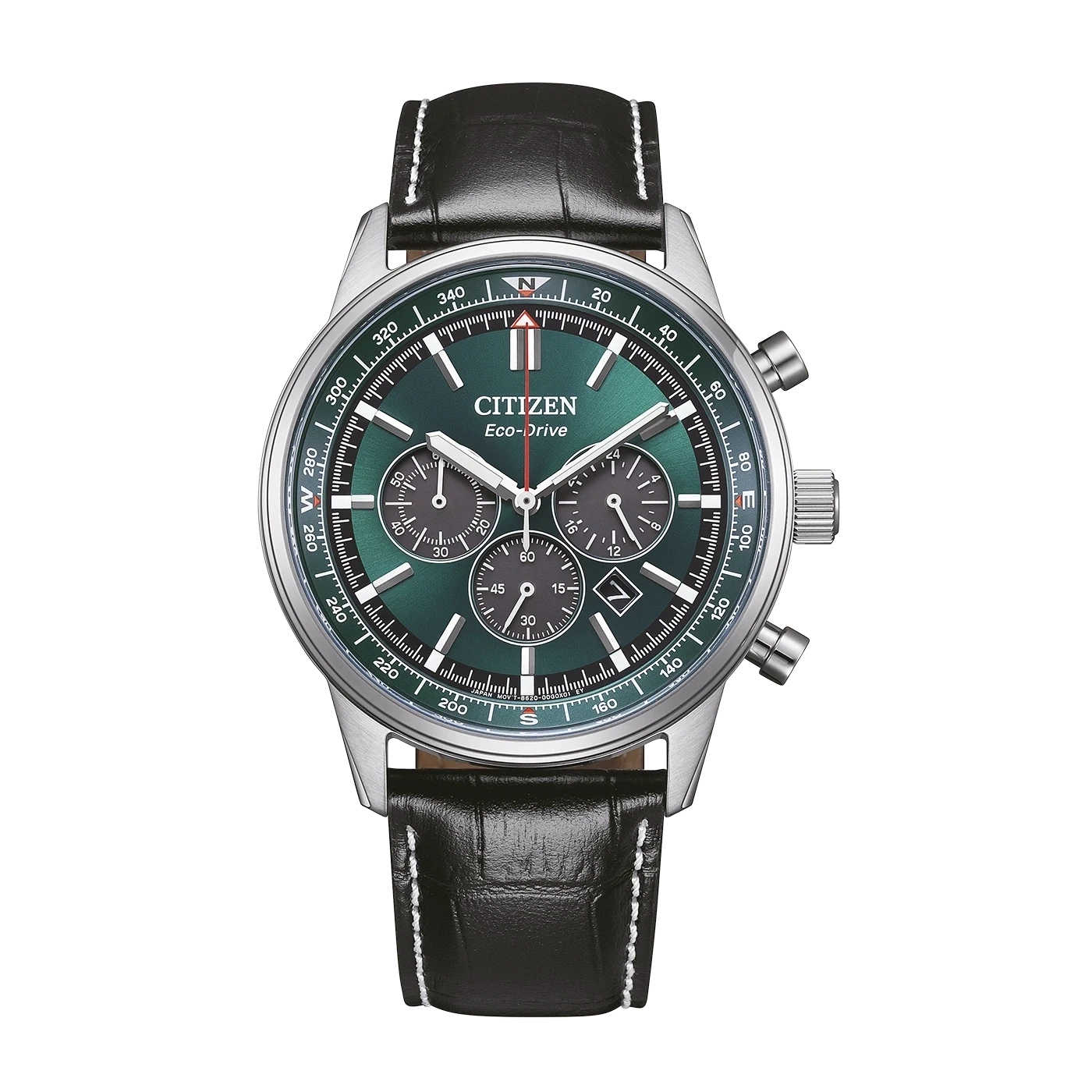 Citizen Eco-Drive herrklocka med grön urtavla och läderarmband