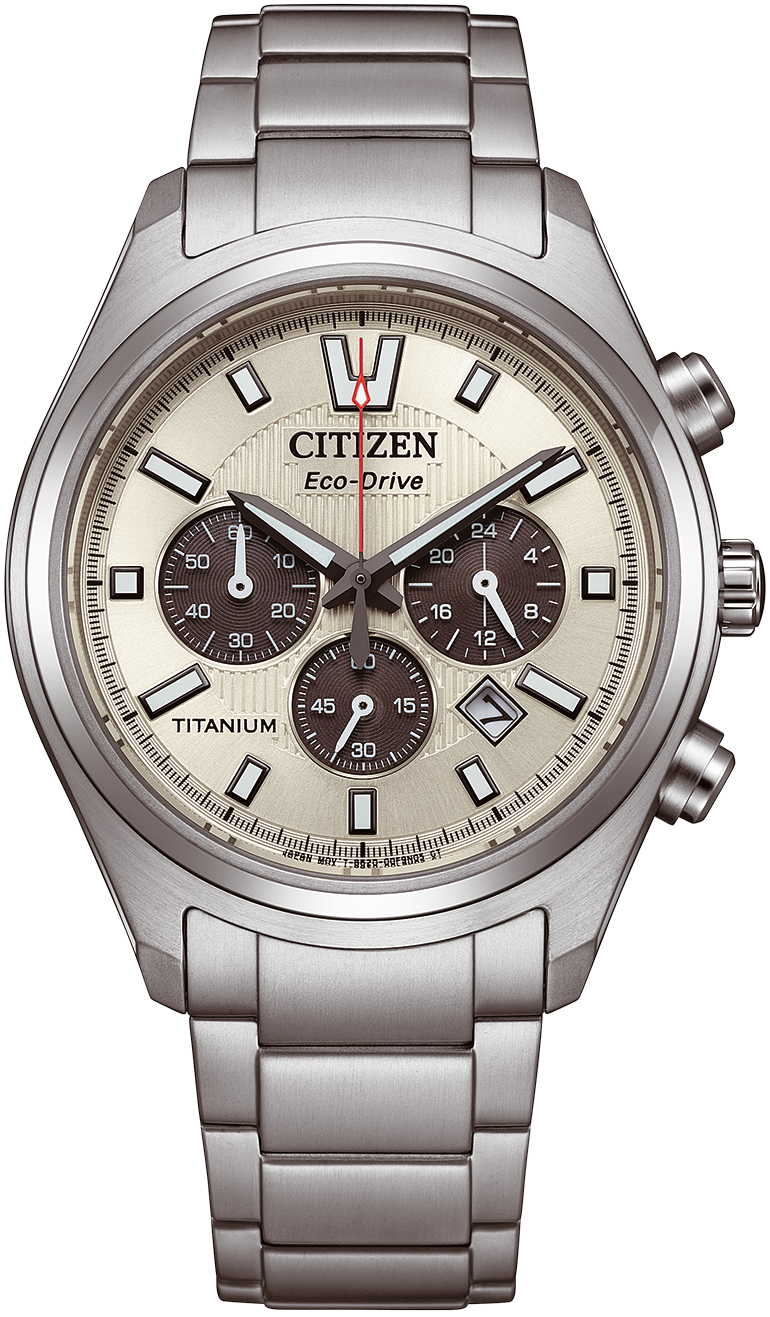 Citizen Eco-Drive herrarmbandsur med krämfärgad urtavla och metallarmband