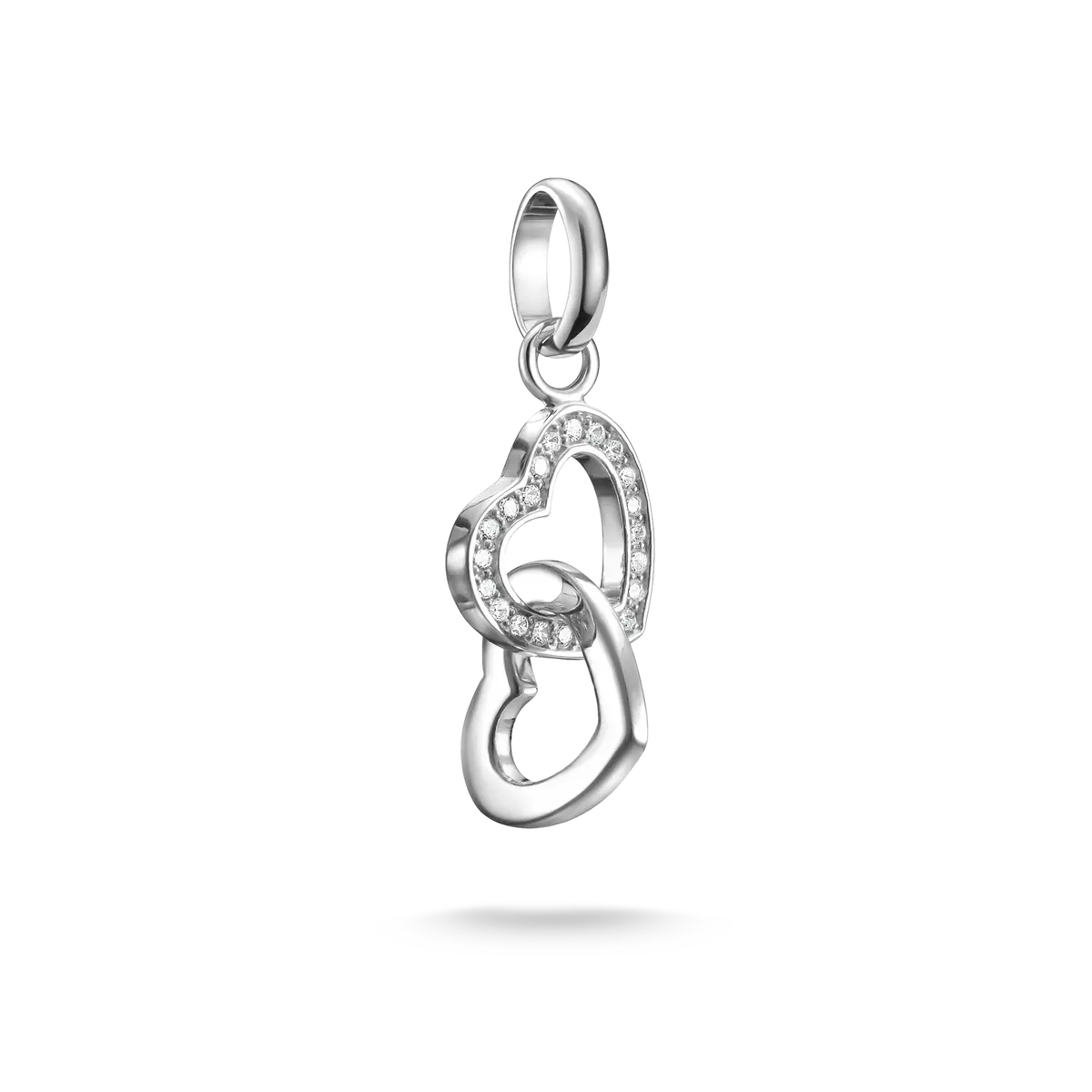 Thomas Sabo Charm-hänge med sammanflätade hjärtan, silverfärgad, med smyckesstenar