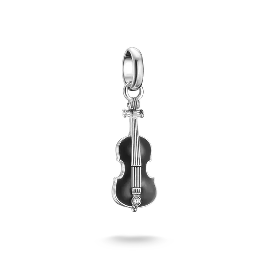 Silversmycke med cello-motiv och zirkoniasten