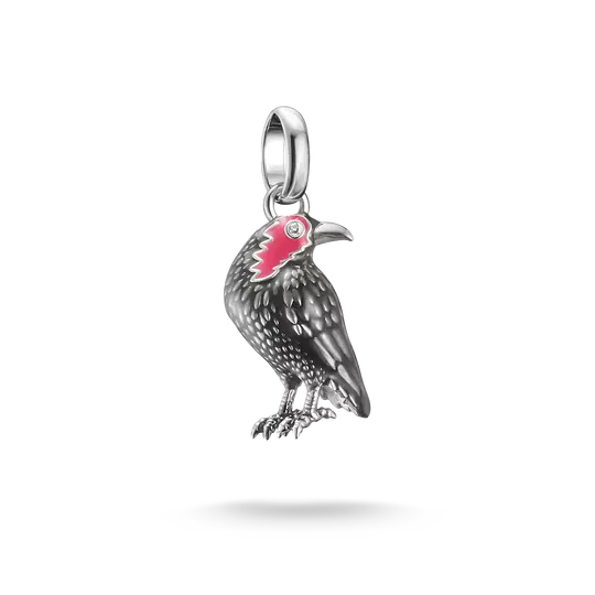 Kråk-berlock i 925 sterling silver med röd zirkonia-accent