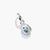 "Silversmycke med berlock, blå droppformad sten och reliefmönster"