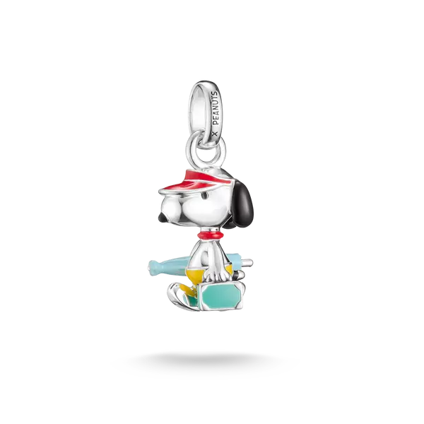 Snoopy-halsband i silver med färgglada detaljer och ögla