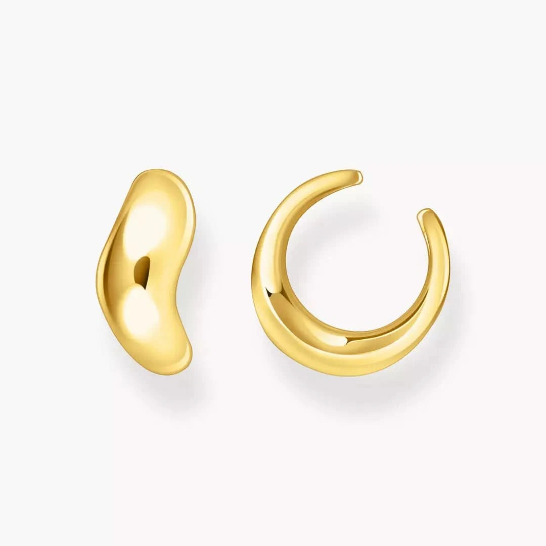 Guldpläterad böjd örhänge-cuff i halvcirkeldesign, blank yta