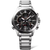 Casio Edifice herrklocka med silverfärgat metallarmband, svart urtavla och röda detaljer