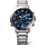 Casio EDIFICE herrklocka med blå urtavla, stålboett och länkarmband.