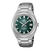 Herrenarmbanduhr mit grünem Zifferblatt, silbernem Edelstahlband, Datumsfenster