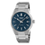 Edifice Herrenuhr frontal: blaues Zifferblatt, Edelstahlband, Datumsanzeige