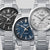 Drei Edifice Uhren mit Metallarmband und runder Lünette nebeneinander
