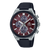 Casio Edifice Herrenuhr: Chronograph-Subdials, breites Metallgehäuse, dunkelblaues Lederarmband
