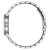 Damenuhr: silbernes Edelstahlgehäuse und Gliederarmband von der Seite