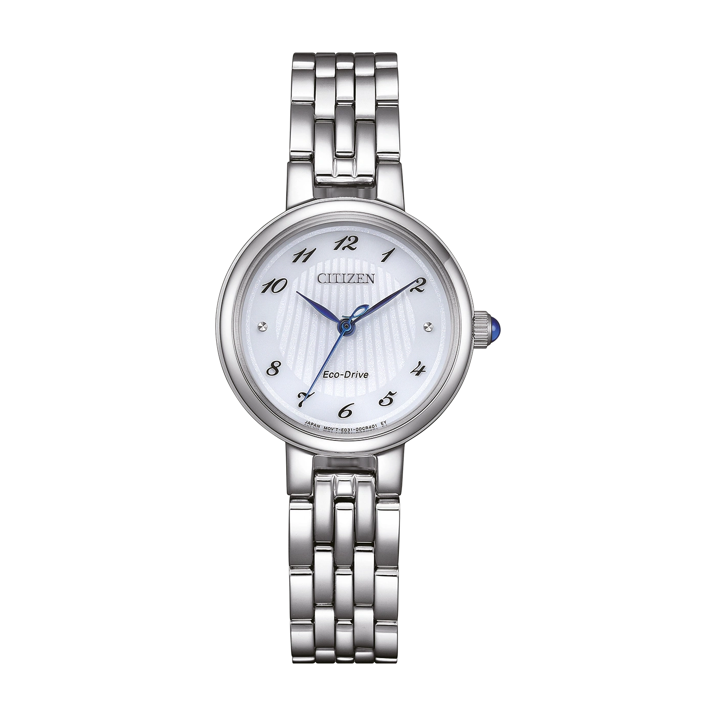 Citizen Eco-Drive Damenarmbanduhr mit silbernem Edelstahlband und weißem Zifferblatt