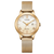 Armbanduhr mit Milanaiseband, goldfarben, Zifferblatt mit römischen Ziffern und Eco-Drive