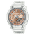Casio G-Shock GA-2100 Uhr: transparentes Resinarmband, braunes Zifferblatt mit Digitalanzeige