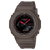 Casio G-Shock Herrenuhr, schwarzes Analog-Digital-Zifferblatt mit roten Linien und braunem Band