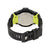G-Shock baksida, boettlock i silver med grön ram, svart armband.