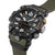 G-Shock Mudmaster Herrenuhr in Seitenansicht mit schwarzem Gehäuse und olivfarbenem Band