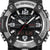 G-SHOCK Mudmaster Herrenuhr Nahaufnahme: schwarzes Zifferblatt, silberne Lünette, digitale Anzeige