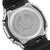 Casio G-Shock Herrenuhr Gehäuseboden mit Aufschrift, silberfarbene Rückseite und schwarzes Band